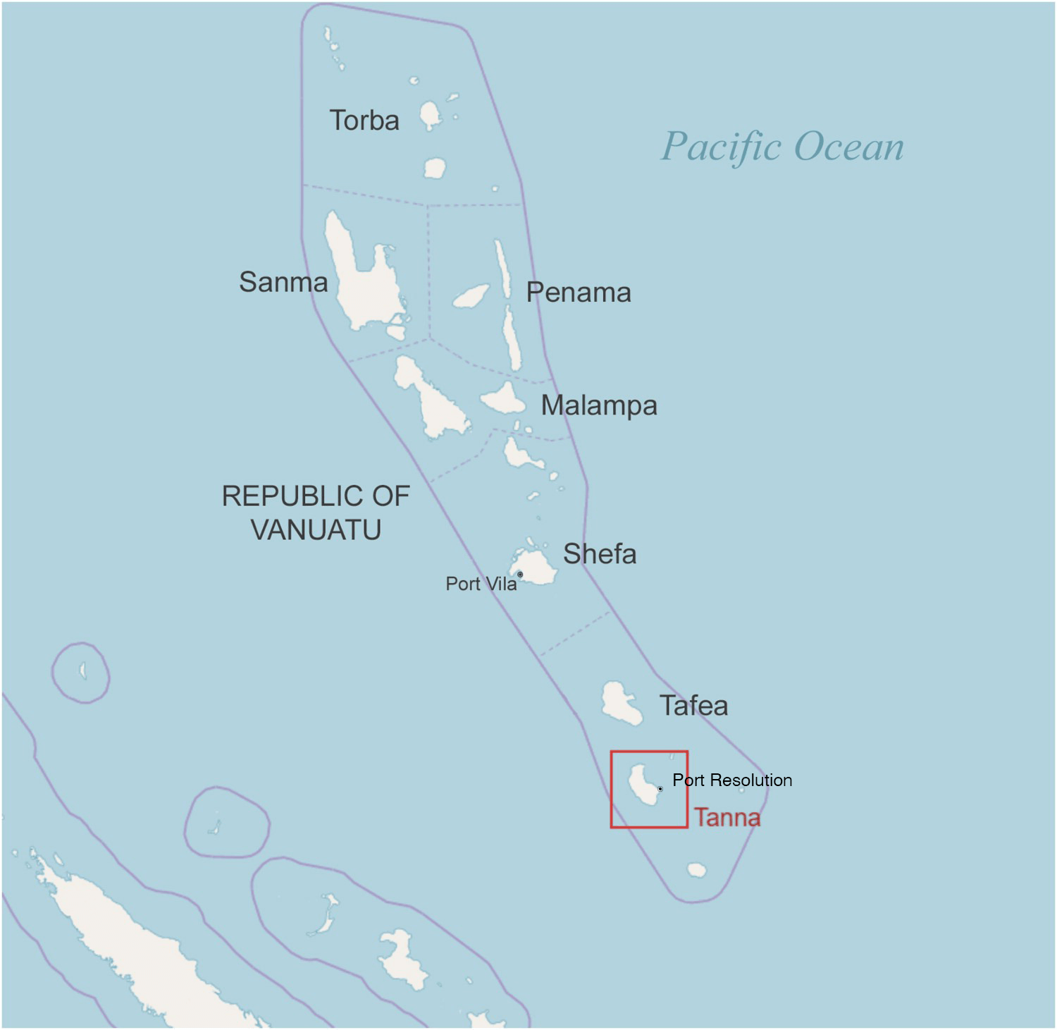 Map of the Republic of Vanuatu